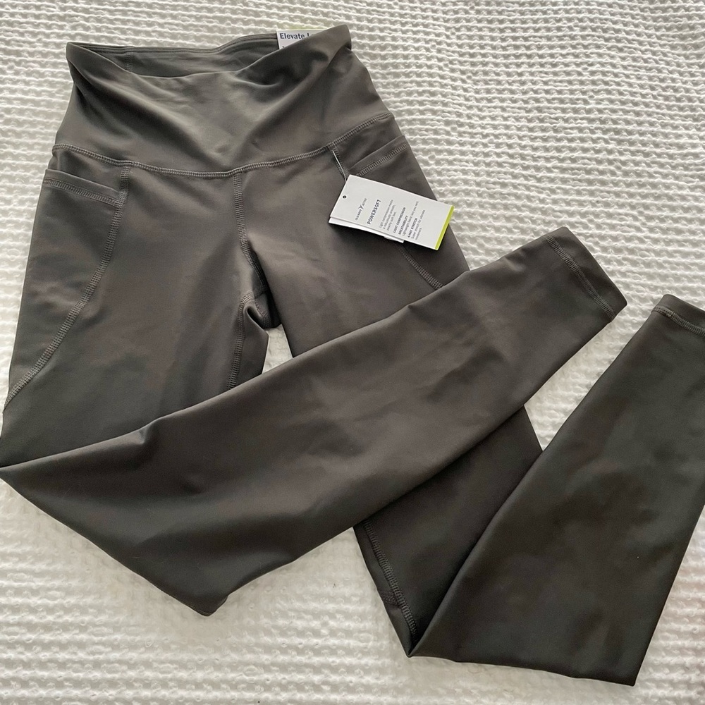 Khaki leggings with side pockets